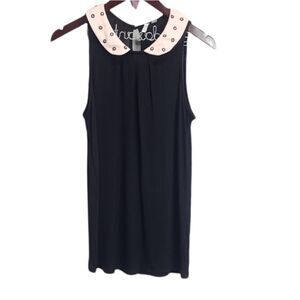 NWT ELLE Sleeveless Vintage Style‎ Black Rayon Blouse Size XS